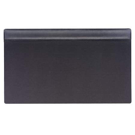Dacasso Black Leather Top-Rail Desk Pad/Desk Protector, 34" X 20" PR-1021